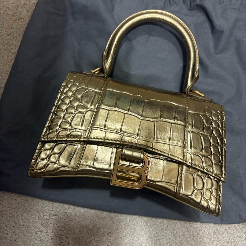 Balenciaga Gold Croc-Embossed Women's Bag